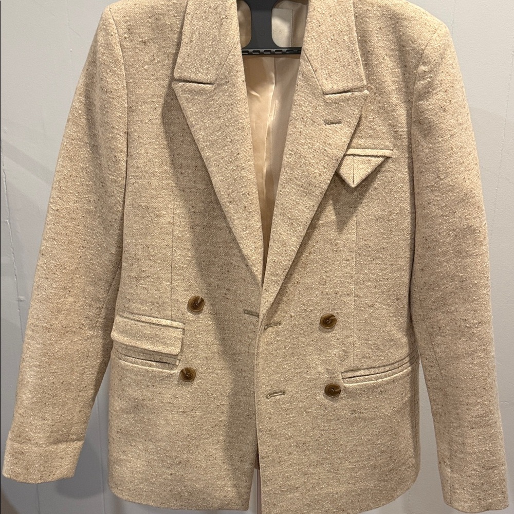Chic Cream Double-Breasted Blazer